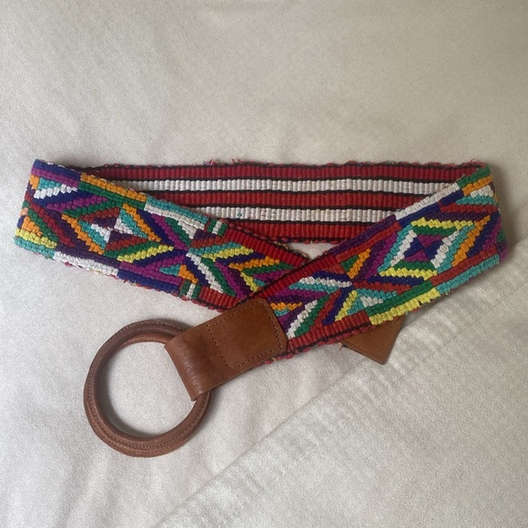 embroidery belt multi color handmade in guatemala, size S, waistline - Picture 5 of 8